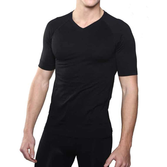 FIRMA Energywear V-Neck Tee brings you the best of all worlds – it looks great and helps you look even better with its aesthetic benefits. It provides gentle compression and increases circulation with its therapeutic technology, and it helps you feel comfortable and relaxed with its soft feel and construction.